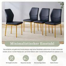 [4er-Set] Schicke Esszimmerstühle Im Leicht-Luxus-Stil: Schwarze PU-Rückenlehne Mit Senkrechter Prägung + Metallene Goldbeine,Passend Für Esszimmer Oder Wohnzimmer Im Leicht-Luxus-Design. - Black+Gold - View 5
