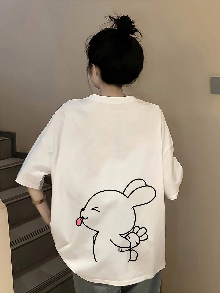 Size, Special For Japan And Korea: Women's Short Sleeve T-Shirt, New Spring/Summer Style, Korean Style Loose Fit, Solid Color, Versatile And Simple Top, Fashionable And Everyday Women's Top, Solid Color T-Shirt For Women - 白色 - 查看 1