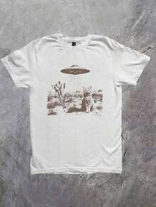 Soft Manfinity Dauomo Camiseta de hombre con diseño vintage de ovni, vaquero y gato, camiseta retro, camiseta retro de vaqueros de los 90, camisa de rodeo, camisa con gatito del salvaje oeste, camiseta divertida de broma, camiseta de meme, ahora, camisetas de moda, camisetas estéticas, regalo para hermanos, regalo para él, camisetas divertidas pattern - Blanco 2 - Ver 7