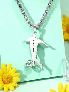 1pc Gothic Chicano Font Customized Name Necklace, Vintage Old English Letter Pendant Can Be Customized With Engraved Text, Unique Design, Titanium Stainless Steel Material Non-Fading And Hypoallergenic, Suitable For Daily Wear, Layering Accessory, Hip Hop Retro Style Jewelry, Birthday Anniversary Gift - A - View 5