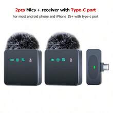 2.4G Wireless Microphone Pro: 14H Long Battery Life, 160mAh Battery Capacity,DSP+ENC Noise Cancellation, Plug & Play Clip-On Design For HD Vlogging/Live Streaming - Black - View 9