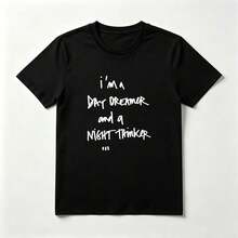 Caligrafía Blanca Playera de Algodón Negro con Diseño Minimalista - Negro - Ver 1