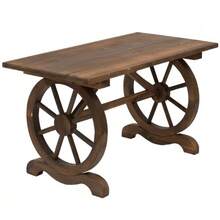 Solid Wood Garden Table, Balcony Table, Wooden Table, Model With Wheels, Weather-Resistant, Natural Finish, 113 X W 60 X H 65 Cm - Natural Color - View 5
