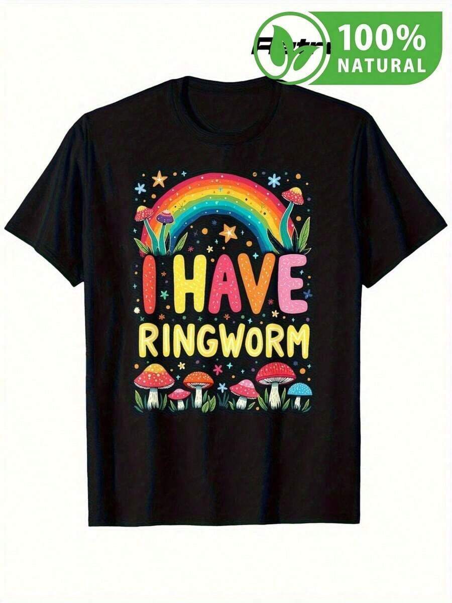 Camiseta Retro Arcoíris Psicodélico con Hongos Coloridos Moderna para Hombre y Mujer Estilo Único Casual Negra de Diseño Exclusivo para Amantes de la Moda Mexicana y Estilo Original Perfecta para Marcar - Negro - Ver 1