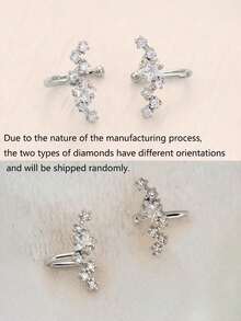 2pcs Fashion Minimalist Star Ear Clips, Copper With Rhinestones, Multi-Color, Suitable For Women's Daily, Party, Holiday, Dating Wear - Star - View 21