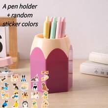 Bộ 2 món, hộp đựng bút + sticker, hộp đựng đồ dùng văn phòng phẩm bằng nhựa hình tròn sáng tạo dành cho học sinh, dung tích lớn, sang trọng nhẹ, cảm giác cao cấp. - Nhiều màu - Xem 11