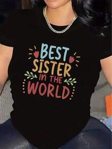 Camiseta única para la mejor hermana del mundo diseño colorido y alegre estilo y2k ideal para regalos y ocasiones especiales cómoda y versátil perfecta para cualquier atuendo en  en México regalos significativos para hermanas especiales - Negro - Ver 12