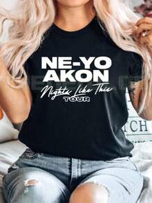 Camiseta Ne-yo Akon Nights Like This 06 Neyo Tour Team Fan úsica Concierto amor familia regalo presente moda colores Todas las tallas,Embalaje individual - Negro - Ver 6