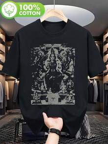 Camiseta casual multifuncional con estampado de la Biblia de Sri Lanka para hombre - Camiseta negra de manga corta, transpirable y suave, adecuada para uso casual al aire libre, lavable a máquina, con cuello redondo cómodo para la vida diaria, vacaciones, fiestas y como regalo. - Negro - Ver 7