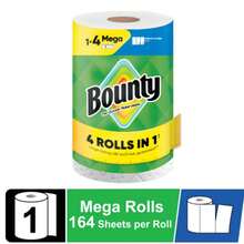 Bounty Select-A-Size Paper Towels, 1 Mega Roll, White, 164 Sheets Per Roll, Absorbent Household Cleaning Paper Towels - Roll - View 1