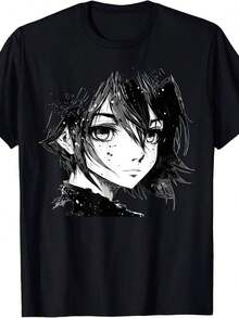 Camiseta de manga corta con cuello redondo y estampado vintage para mujer, estilo urbano, top casual de primavera/verano, ropa de mujer 100% algodón transpirable. |   Diseño exquisito |   Suelto y cómodo |   Fácil de combinar | - Negro - Ver 1