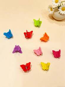 10pcs/20pcs/30pcs Colorful Butterfly Hair Claw Clips Hair Clips For Girls Daily Braiding Bangs Side Hair Cute Jelly Color Claw Clips - Multicolor - View 5