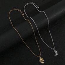 Bộ 2 dây chuyền hình Mặt Trời và Mặt Trăng bằng thép không gỉ, may mắn cho cặp đôi, thích hợp đeo hàng ngày, dự tiệc, làm quà tặng ngày Valentine. - vòng cổ - Xem 4