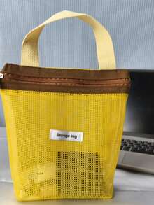 1pc Portable Mesh Storage Bag, Multi-Compartment Design, Transparent View, Suitable For Cosmetic Storage, Lightweight And Practical, Essential For Travel, Student Version, Portable For Glasses, Skincare, Fitness, Swimming, Toiletry Bag - Multicolor - View 10