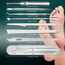 7pcs Stainless Steel Pedicure Tool Set, Ingrown Nail & Callus Removal Tools, Durable Rust-Resistant Stainless Steel Construction - Multicolor - View 10