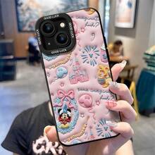 Disney Mickey Mouse Fantasy Castle Phone Case, This Protective Phone Case Features Wizard‑Styled Mickey Mouse, Disney Castle, Mickey‑Shaped Balloons, Pink Bows And Sweet Drink Motifs On A Pastel Pink Background, With Whimsical Handwritten Text Details. Built With Flexible, Sturdy TPU Material, It Defends Against Daily Scratches, Bumps And Minor Impacts. Compatible With IPhone 17, 16, 15, 14, 13, 12, 11 Pro Series And Galaxy S22, S23, S24, S25 Models. A Dreamy Gift Option For Disney Fans. - White - View 5