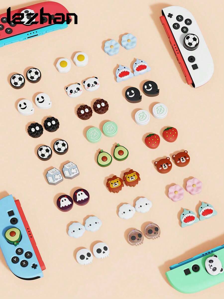2个摇杆帽,兼容Switch/Switch OLED/Switch Lite,24种摇杆帽可选,硅胶材质,适用于Switch手柄,游戏手柄配件,Switch玩家的最佳礼物 - 彩色 - 查看 1