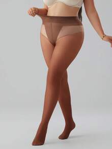 2 Paar Oversize Strumpfhosen für Damen, sexy 30D transparente kaffeebraune Strumpfhosen, modisch minimalistisch, bequem & vielseitig - Kaffeebraun - Übersicht 4