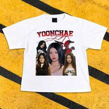 KATSEYE YOONCHAE Graphic T-Shirt - Vintage Bootleg Style Rap Tee With K-Pop Idol Portraits And Red Lightning Print For Fan MerchandisePlayeras De Mujer Algodon Blusas Frescas Para El Calor Blusas Dama Playeras De Dama Playeras Mujer Blusa Blanca Playeras Basicas De Mujer Blusas Oversize Para Dama Playeras Oversize De Mujer  Y2k Mujer Verano Camisetas De Mujer Algodón Playeras Para Mujer Blusas Casuales Para Dama Envio Nacional - Blanco - Ver 8