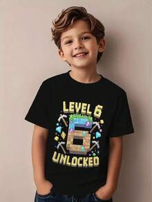 Vêtements pour la Fête des Pères 2026 pour hommes et femmes, T-shirt 2026 Nouveau Niveau 6 Débloqué, style fête de jeu vidéo pixel pour 6e anniversaire, pour garçons et filles, T-shirts pour jeunes garçons, Ensemble pour fille, Tenues assorties mère et fille, Cadeaux pour filles, Vêtements pour garçons, Cadeaux de Noël, Chemises esthétiques Clean Girl, Hauts pour filles, Chemises pour filles, Tailles 2 ans-10 ans, S-XXXL, T-shirt pour femme, Vêtements pour préadolescents, Vêtements pour enfants garçons, Cadeau parfait pour le dernier jour d'école et la Journée mondiale de l'environnement, Fête de l'Indépendance, Tenues assorties pour la famille. - Noir - Voir 8