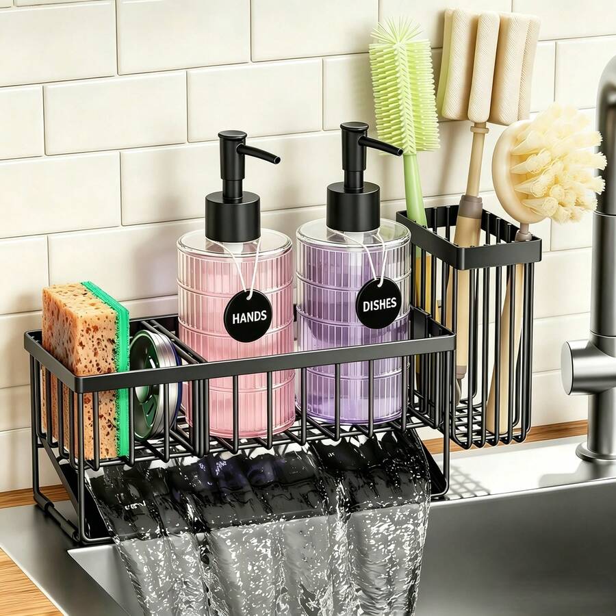 Bộ 2 bình đựng xà phòng bằng thủy tinh với vòi bơm đen bền, dung tích 12 oz, bình đựng xà phòng rửa tay phòng tắm và xà phòng rửa bát nhà bếp, chai đựng xà phòng dạng lỏng phong cách hiện đại cổ điển