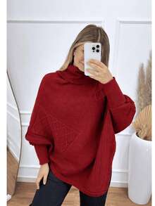 Women's Poncho With Pointed Pointed Cuffs, Knitted High Neck, Cape, Winter Casual - Đồng - Xem 1