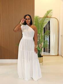 Summer Dresses For WomenSpring And Summer New Women's Fashion Temperament Solid Color Oblique Shoulder Long DressLoose And Comfortabledresses For Women - 黃色 - 查看 11