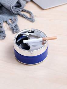 1pc Thickened Windproof Electroplated Sealed Ashtray, Stackable Ashtray Desktop Ashtray Plastic Ashtray Container, Suitable For Home Office Decor, Living Room And Home Minimalist Stylish - Multicolor - View 4