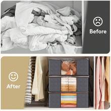 35L Foldable Underbed Clothes Storage Bags 3 Pack With Clear Window Grey For Clothing Bedding Sweaters Protection Organizers - Grey - View 9