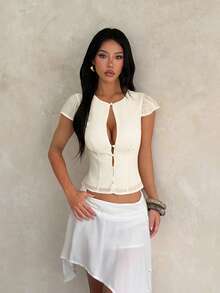 Top de verano, top casual para mujer, top amarillo, adecuado para uso diario y verano, top lindo, adecuado para mujeres, top elegante para mujer, top para salir, top fluido - Albaricoque - Ver 5