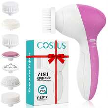 Facial Cleansing Brush Silicone Face Scrubber: 2 In1 FBS-D Electric Exfoliating Massage Device Waterproof Deep Cleaning Exfoliation Rotating Spa Machine - Electronic Skin Care Wash Clean System - Bright Rose - View 11
