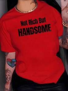 ComfortableTexto positivo en tipografía audaz que transmite orgullo personal con un toque de humor camiseta de mujer 100% algodón suave y cómoda 220g ideal para uso diarioFashion All-match W - Rojo - Ver 1