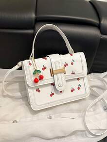 1pc This Sweet, Color-Blocked Cherry-Patterned Mini Handbag Features A Unique Design. Suitable For Various Occasions, This Versatile Shoulder/Crossbody Bag Is Perfect For Outdoor Activities, Playtime, Commuting, And More. It'S The Perfect Gift For Teenagers. - Multicolor - View 7