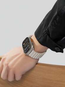 Dây đeo đồng hồ từ tính Milanese bằng thép không gỉ, tương thích với Apple Watch Ultra 49mm Series 10/9/8/7/6 SE 38/40/41/42/44/45mm, vòng đeo tay kim loại sang trọng dành cho cả nam và nữ. - Màu be - Xem 1