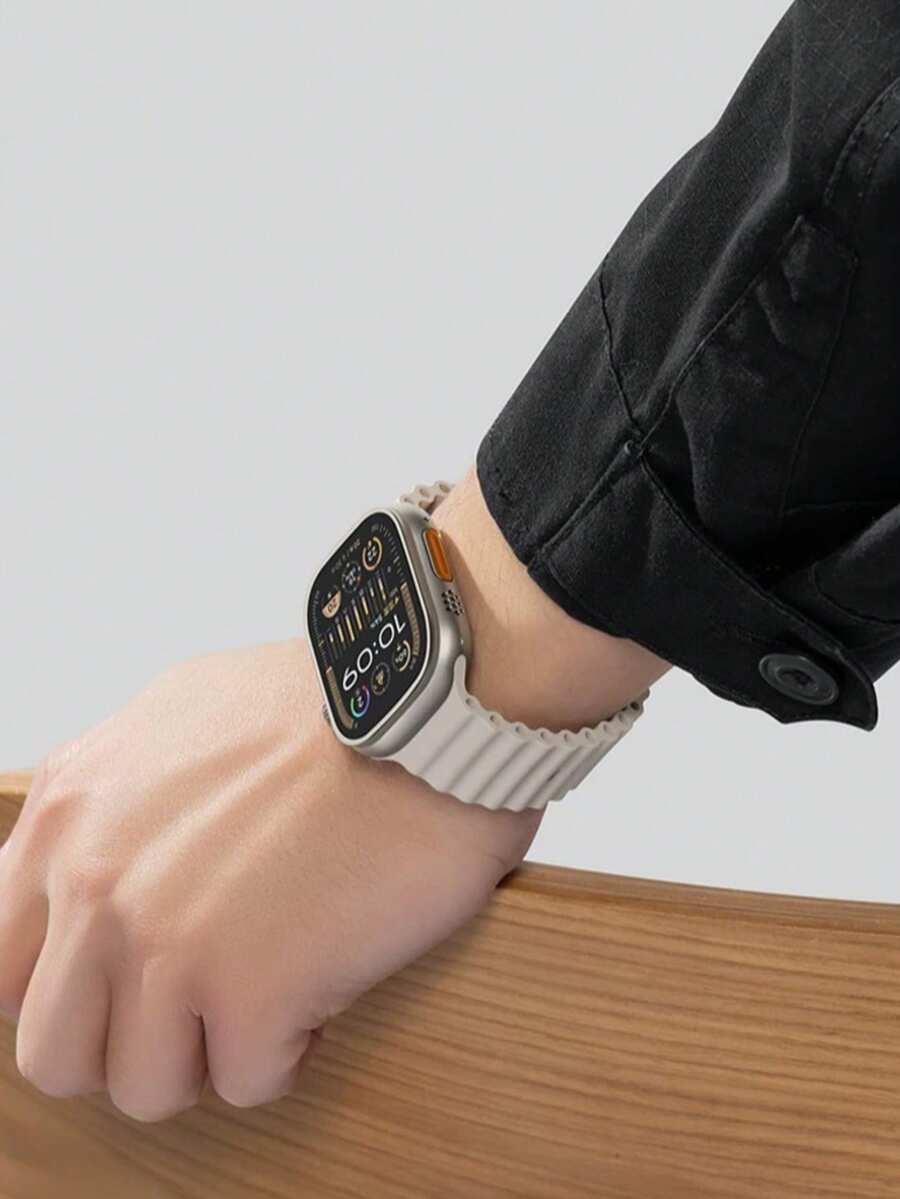 Dây đeo đồng hồ từ tính Milanese bằng thép không gỉ, tương thích với Apple Watch Ultra 49mm Series 10/9/8/7/6 SE 38/40/41/42/44/45mm, vòng đeo tay kim loại sang trọng dành cho cả nam và nữ. - Màu be - Xem 1