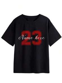 short-sleeve¡Personaliza tus regalos! Agregue su nombre/número/palabra/dígitos/código, etc. , elige tu color y fuente favoritos, y personaliza una camiseta única, una camiseta deportiva pers - Negro - Ver 3