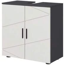 Vanity Unit With Adjustable Shelf, Washbasin Cabinet With Handle, Bathroom Cabinet With Anti-Tip Device, Grey, 60 X 30 X 60 Cm - White - View 9