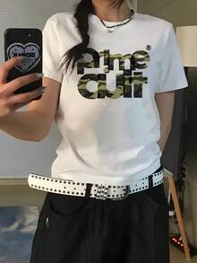 Camiseta informal de algodón con estampado para el hogar, uso diario, vacaciones de verano, Camiseta informal de manga corta con estampado de camuflaje para mujer - Top de cuello redondo con patrón geométrico de ajuste holgado para primavera, verano y otoño, solo lavar a mano, Camiseta de cuello redondo de ajuste holgado, talla grande, ropa de algodón para mujer, Top para mujer, blusas bonitas, ropa de verano para mujer, top de mujer, ropa de verano para mujer, 100% algodón, ropa bonita, tops casuales, estilos de Pascua, atuendo de Pascua para mujer, blusas para mujer - Blanco - Ver 1