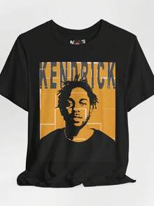 Camiseta unisex, camiseta con retrato del rapero Kendrick|Camiseta gráfica amarilla, ropa de mujer, blusas para mujer, tops para mujer, camisetas para mujer, atuendo casual diario, corte regular, combinación diaria, estampado gráfico, casual deportivo, atuendo casual diario, corte regular, combinación diaria, estampado gráfico, casual deportivo. - Negro - Ver 5
