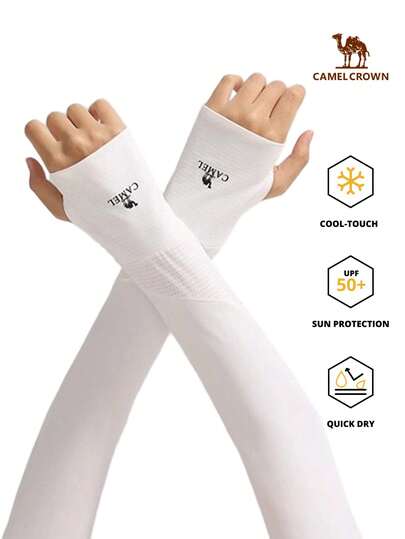 CAMEL CROWN Ống tay chống nắng mùa hè dành cho nữ, chỉ số chống tia UV UPF 50+, chất liệu lụa băng, thích hợp cho đạp xe, giữ ấm tay mỏng.