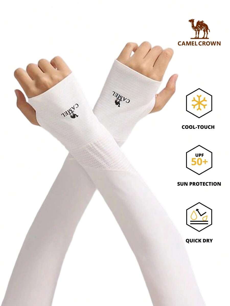 CAMEL CROWN Ống tay chống nắng mùa hè dành cho nữ, chỉ số chống tia UV UPF 50+, chất liệu lụa băng, thích hợp cho đạp xe, giữ ấm tay mỏng. - Trắng cực - Xem 1