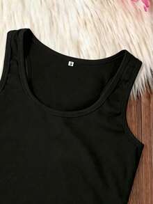 2pcs Casual Solid Color Camisole & Shorts Pajama Set For Women, Summer New Lightweight Homewear Outfit, Fashionable & Comfortable Camisole & Shorts - Black - View 4