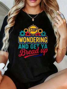 playeras de mujer algodon Gráfico Ligero TeesFun Impreso Redondo Cuello Corto Con mangas Mujeres Camiseta Detente Preguntándose Y Obtener Sí Pan Arriba T Camisa Motivacional Gráfico Tee Para Mujeres Informal Verano Superior Diversión Eslogan CamisaAdecuada Para Vacaciones Festivales y eventos deportivos Y Otros Vacaciones Los productos más vendidos de GiftsCottnoSuitable for spring, summer and autumnmaija >ropa - Negro - Ver 6