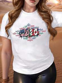 Camiseta Premium de Talla Grande con Diseño de la Copa Mundial 2026 (EE. UU., México, Canadá), con Nombres de Ciudades y Elementos de Bandera, Perfecta para Aficionados al Deporte y Entusiastas de Viajes, Ideal para Eventos y Celebraciones Informales, Camiseta de Mujer, Camiseta de la Copa Mundial 2026, Camiseta con Estampado Gráfico, Tejido de Algodón Puro de Baja Elasticidad, Cómoda de Usar, Camiseta de Manga Corta, Camiseta Casual para Uso Diario al Aire Libre, Camiseta de Equipo, La Mejor Opción para Regalos de la Copa Mundial (Tallas S-5XL). Camiseta Soft Mujer - Blanco - Ver 6