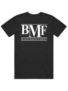 Camiseta BMF Black Mafia Family - Camiseta con Gráficos Atrevidos con Texto BMF & BLACK MAFIA FAMILY - Camiseta Urbana de Cuello Redondo para Hombre - Prenda de Moda Urbana para Todas las Temporadas, Ideal para Conciertos, Festivales y Atuendo Casual - Camiseta Casual para Adultos, Ropa para Conciertos, Estilo Urbano, Textura Suave, para Jóvenes Adultos - Negro - Ver 1