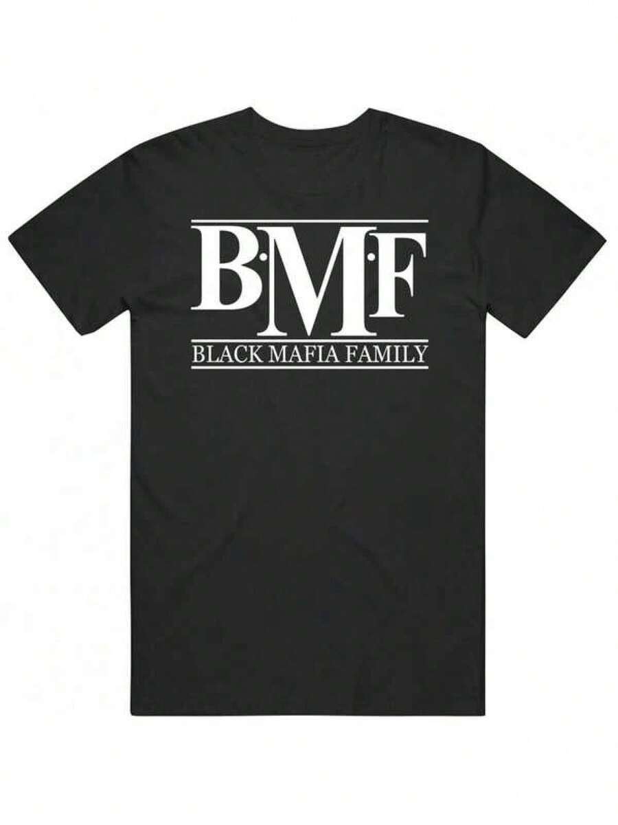 Camiseta BMF Black Mafia Family - Camiseta con Gráficos Atrevidos con Texto BMF & BLACK MAFIA FAMILY - Camiseta Urbana de Cuello Redondo para Hombre - Prenda de Moda Urbana para Todas las Temporadas, Ideal para Conciertos, Festivales y Atuendo Casual - Camiseta Casual para Adultos, Ropa para Conciertos, Estilo Urbano, Textura Suave, para Jóvenes Adultos - Negro - Ver 1