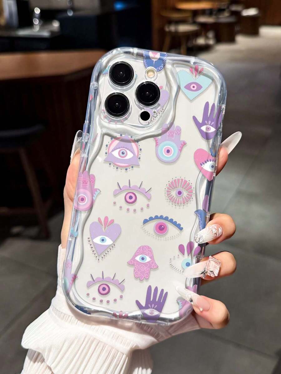 Ốp điện thoại phong cách Bohemian màu tím và hồng với họa tiết mắt, tương thích với iPhone 17, 16 Pro Max, 14, 13, 12, 11 Pro Max, XS Max, X, XR, 8, 7, Plus, Mini. Thích hợp làm quà sinh nhật, quà cho bạn gái, bạn trai hoặc sử dụng cá nhân. - Nhiều màu - Xem 1