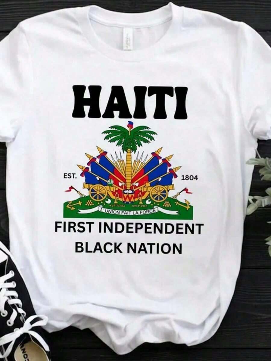 T-Shirt Of The First Independent Black Nation Of Haiti, Haitian Freedom T-Shirt 1804, Haitian History Pride T-Shirt, Breathable And Comfortable - White - View 1