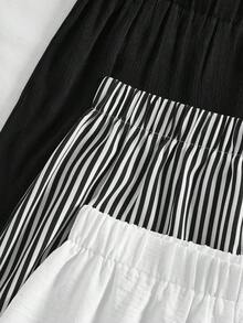 VCAY 3 piezas Shorts tejidos de cintura alta de ajuste holgado para mujer - Multicolor 3 - Ver 4