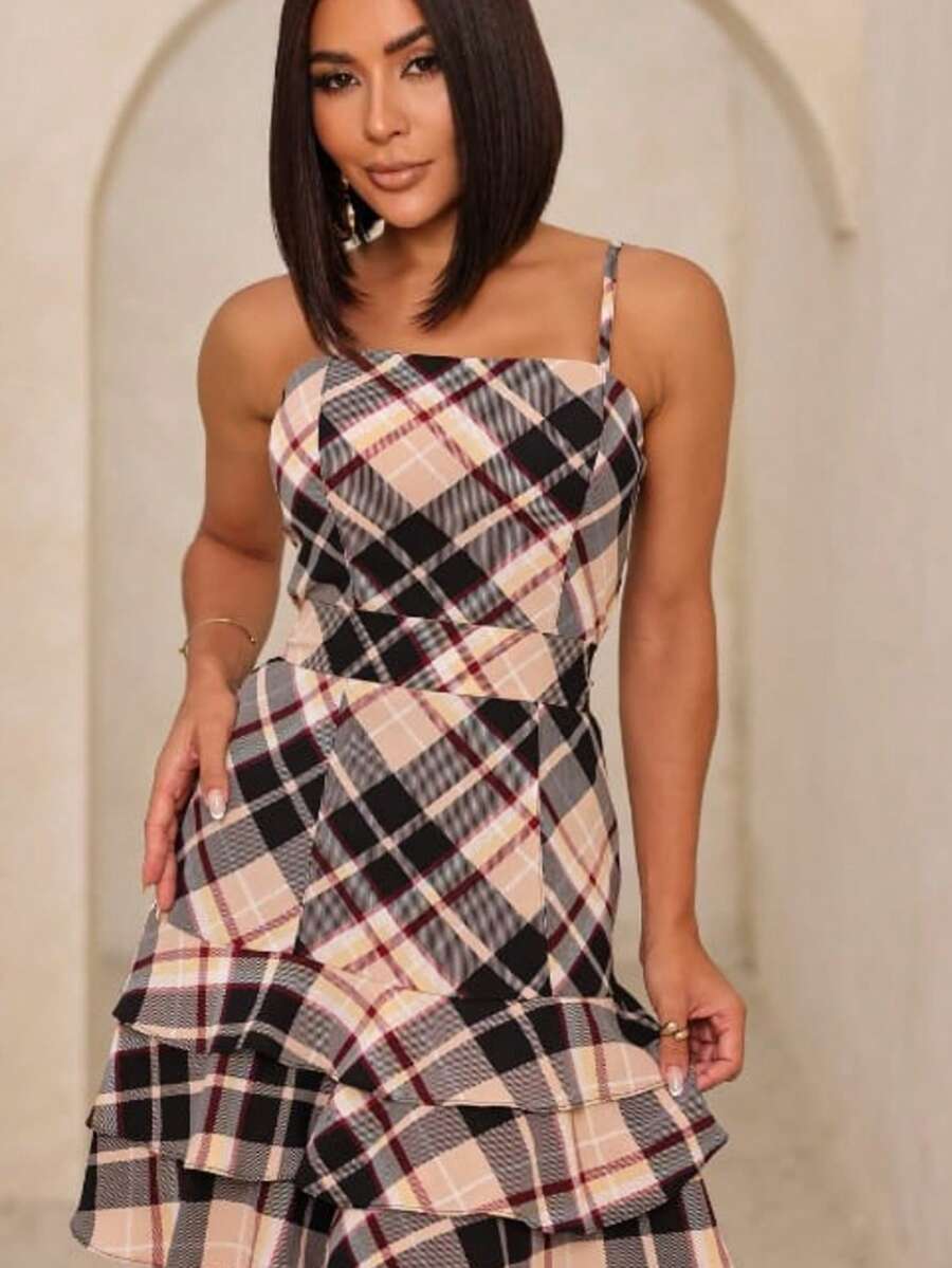 Women's June Festival Dress With 3 Ruffles And Padded Cups, For July Festivities, June Celebrations, Saint John's Day, Elegant Country Fashion, Cute, Boho, Beach, Vacation. - 珊瑚橙 - 查看 1